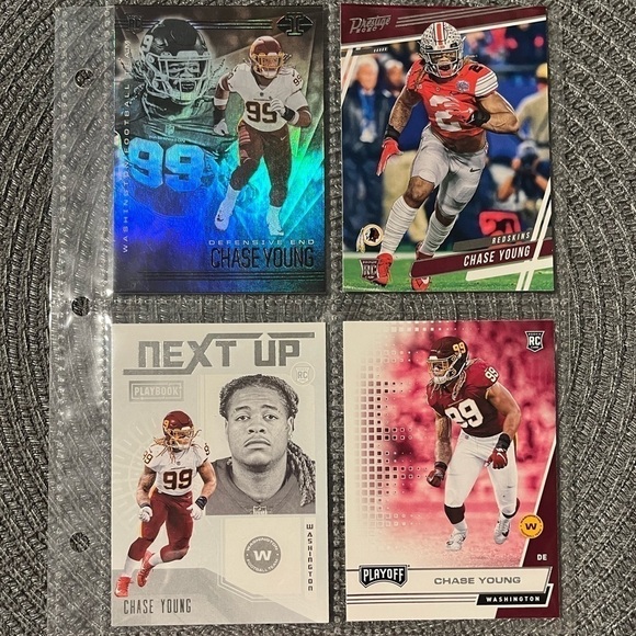 💋 Chase Young, NFL Football Trading Cards, Lot of 4 Cards - Picture 2 of 7